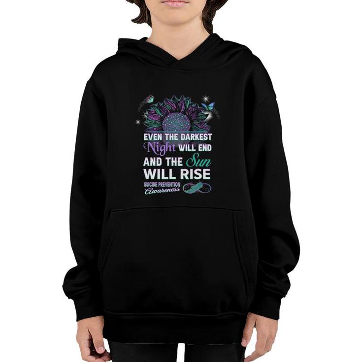 Suicide Prevention Awareness Ribbon Gift The Sun Will Rise Youth Hoodie