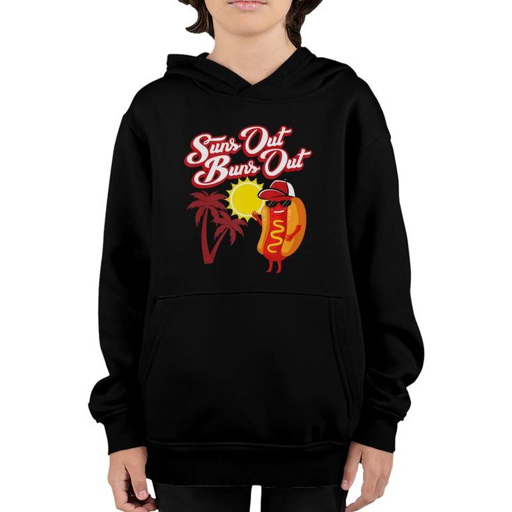 Suns Out Buns Out Funny Hot Dog Food Lover 4Th Of July Gift  Youth Hoodie