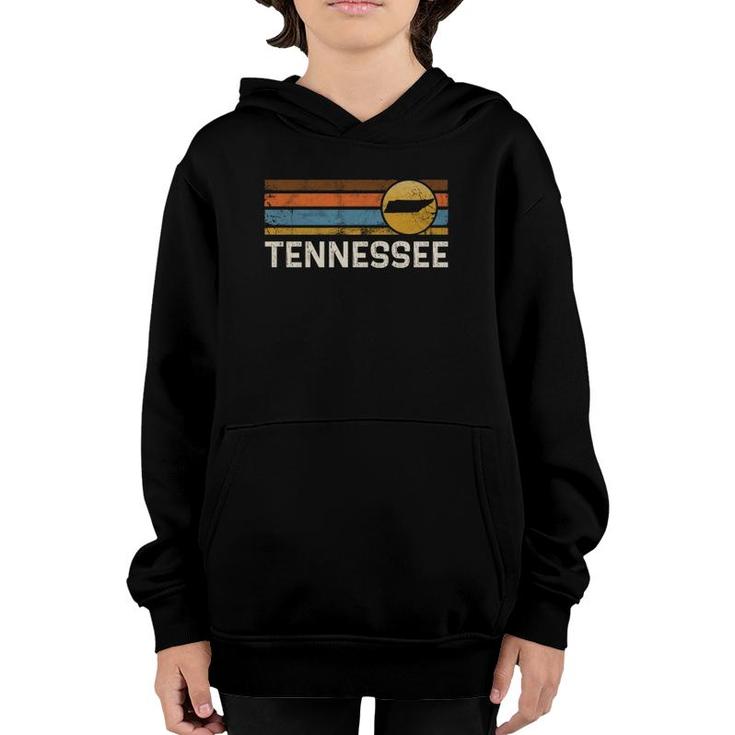 Tennessee Us State Map Vintage Retro Stripes Youth Hoodie