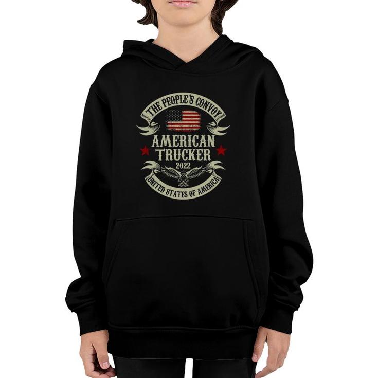 The Peoples Convoy 2022 America Truckers Freedom Convoy Usa  Youth Hoodie