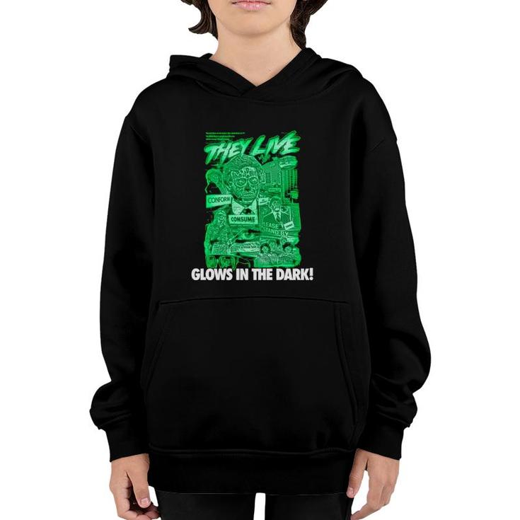 They Live Consume Conform Please Stand By Glows In The Dark Youth Hoodie