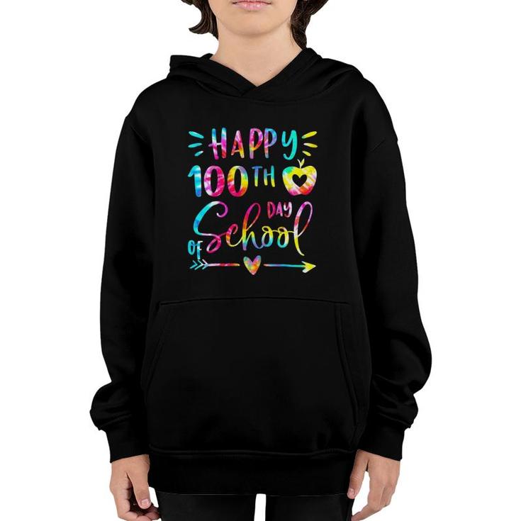 Tie Dye Happy 100Th Day Of School Teacher Student 100 Days Youth Hoodie