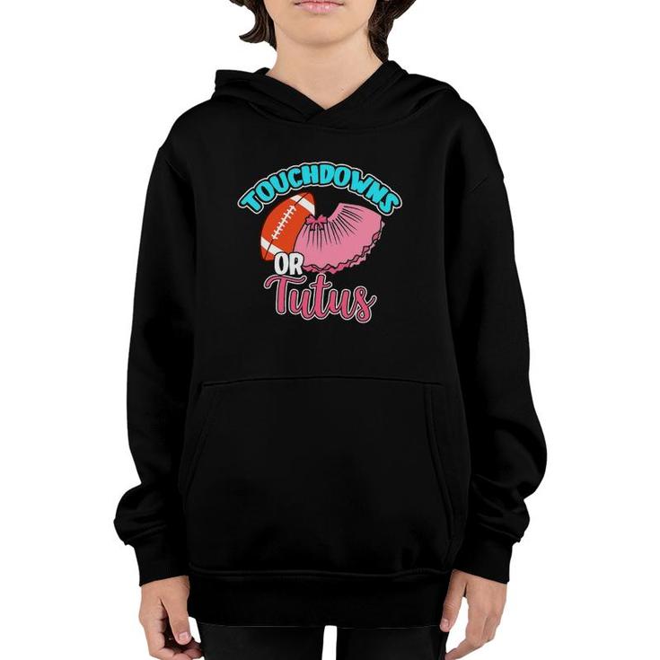 Touchdowns Or Tutus Gender Reveal Baby Party Announcement Youth Hoodie