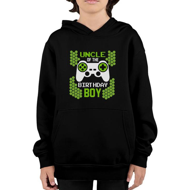 Uncle Of The Birthday Boy Matching Video Gamer Green Youth Hoodie