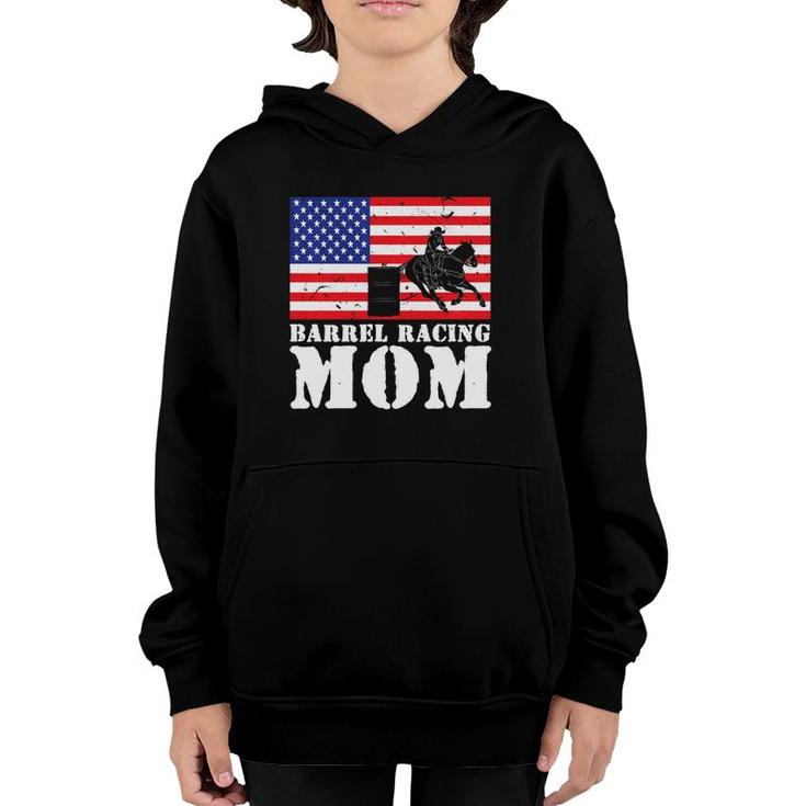 Usa American Distressed Flag Barrel Racing Mom Women For Her  Youth Hoodie