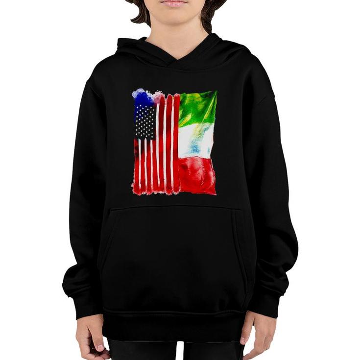 Usa Italy Flag Half American Half Italian Roots Youth Hoodie
