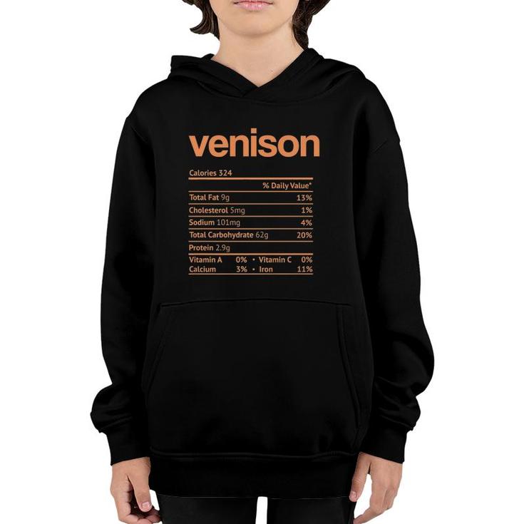 Venison Nutrition Facts Funny Thanksgiving Christmas Food  Youth Hoodie