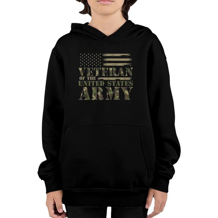 Veteran Of The United States Army Camouflage Us Flag Veteran  Youth Hoodie