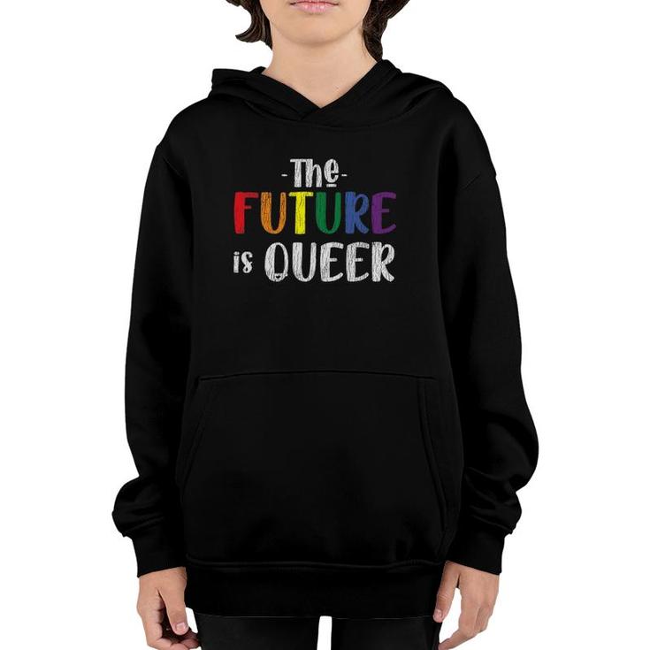 Vintage Rainbow The Future Is Queer Pride Lesbian Gay Lgbtq Youth Hoodie