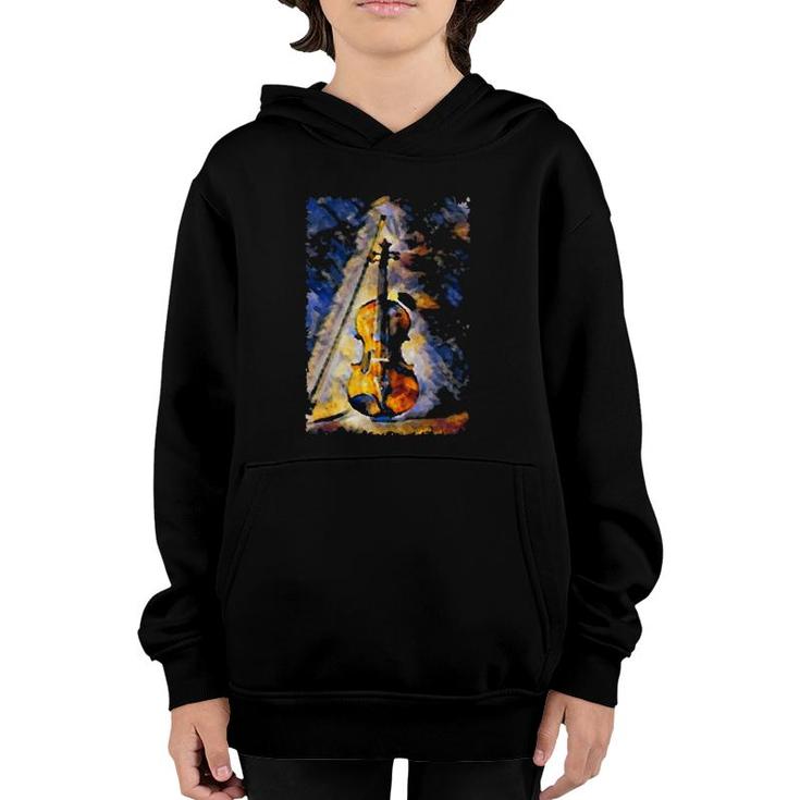 Violin Painting Violinist Music Orchestra String Player Art Youth Hoodie