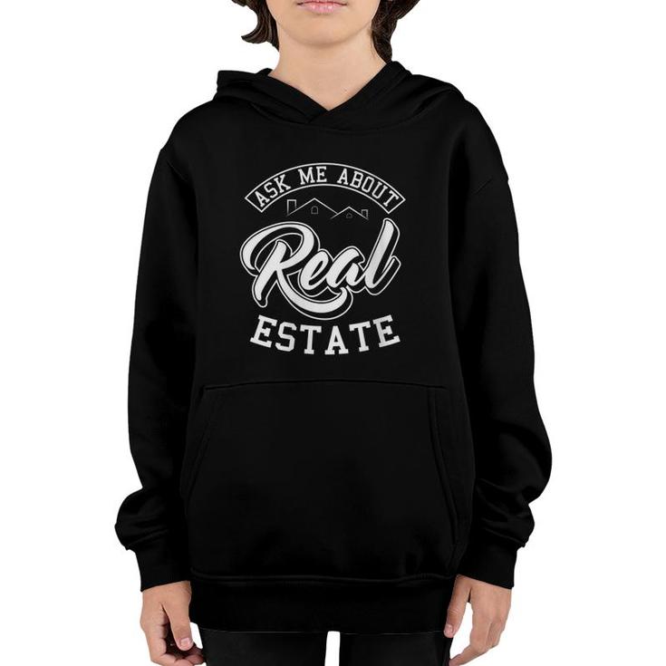 Womens Ask Me About Real Estate Agent Broker Property V-Neck Youth Hoodie
