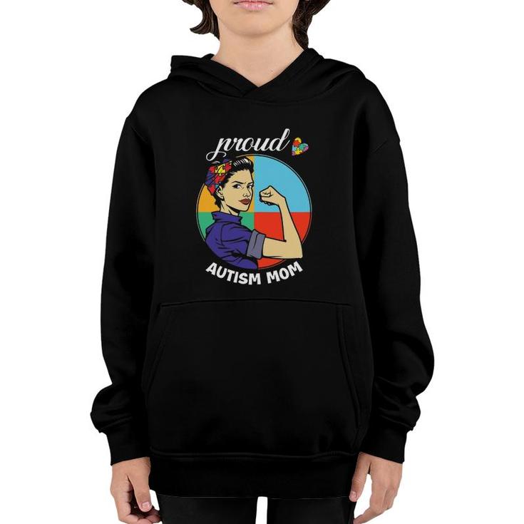 Womens Autism Awareness Month Mama Autistic Proud Autism Mom Youth Hoodie