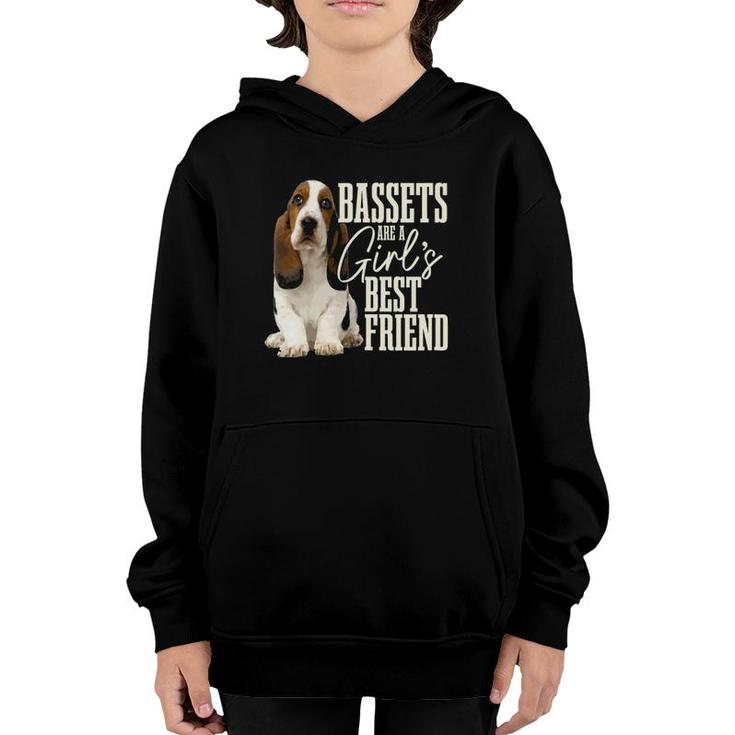 Womens Bassets Are A Girls Best Friend Funny Dog Basset Hound Mom Youth Hoodie