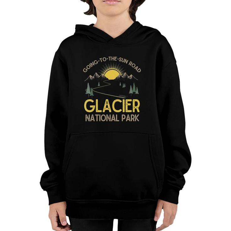 Womens Going To The Sun Road Glacier National Park Retro Montana V-Neck Youth Hoodie