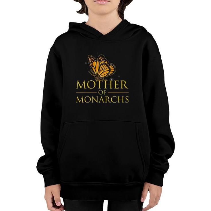Womens Mother Of Monarchs I Funny Entomology Butterfly Graphic V-Neck Youth Hoodie