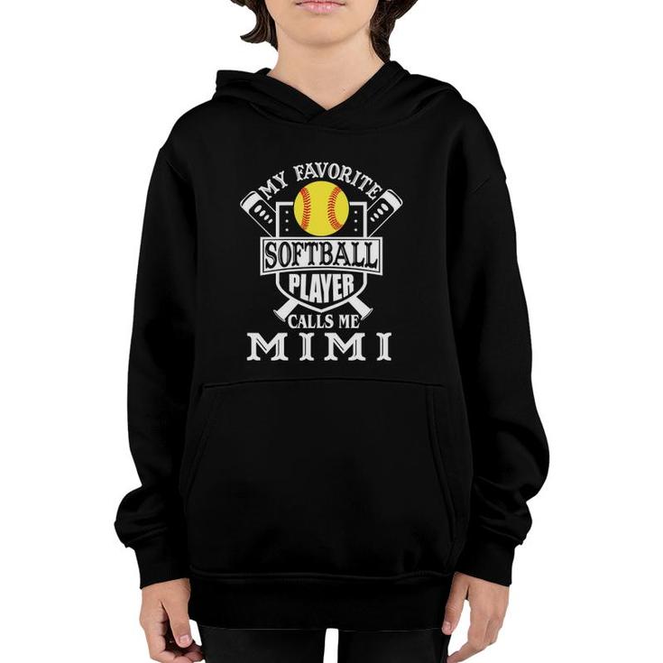 Womens My Favorite Softball Player Calls Me Mimi Outfit Softball Youth Hoodie