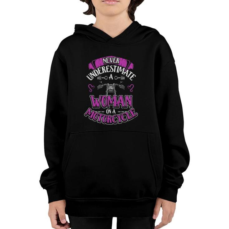 Womens On A Motorcycle Biker Lifestyle Motorcyclist Youth Hoodie