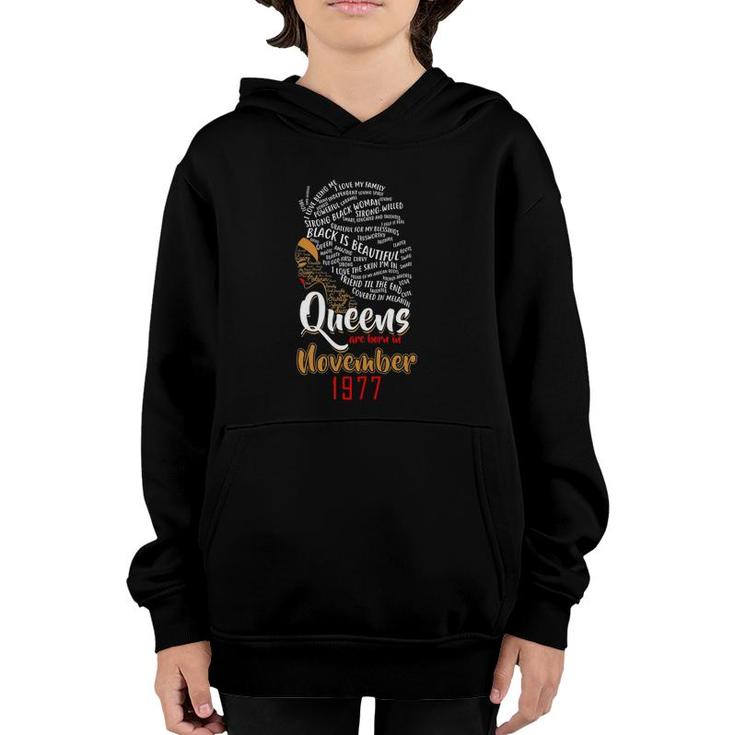 Womens Queens Are Born In November 1977 44Th Birthday Cute Gift Youth Hoodie
