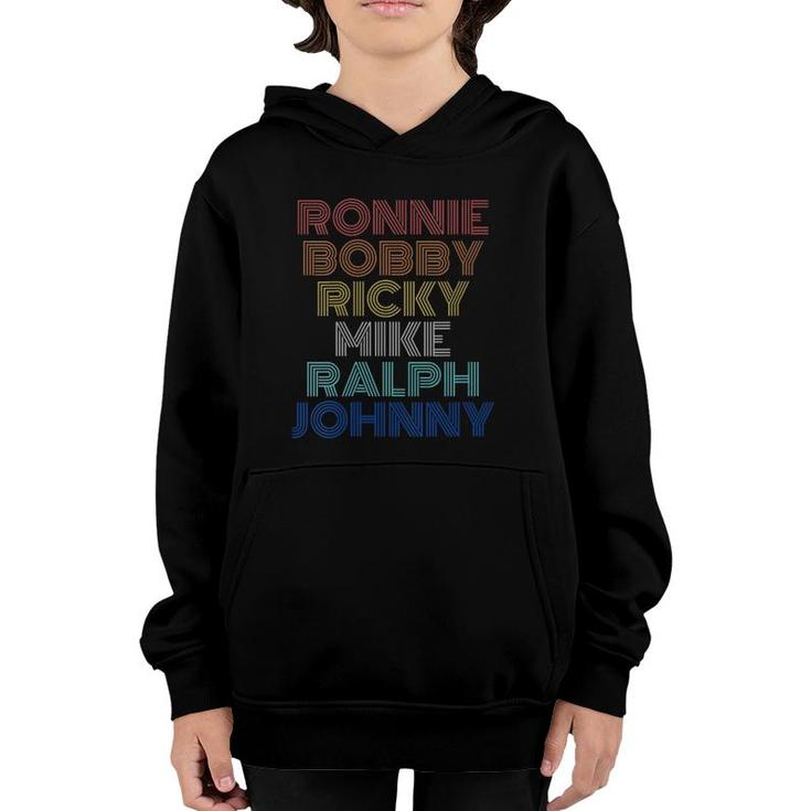 Womens Retro Vintage Ronnie Bobby Ricky Mike Ralph And Johnny V-Neck Youth Hoodie