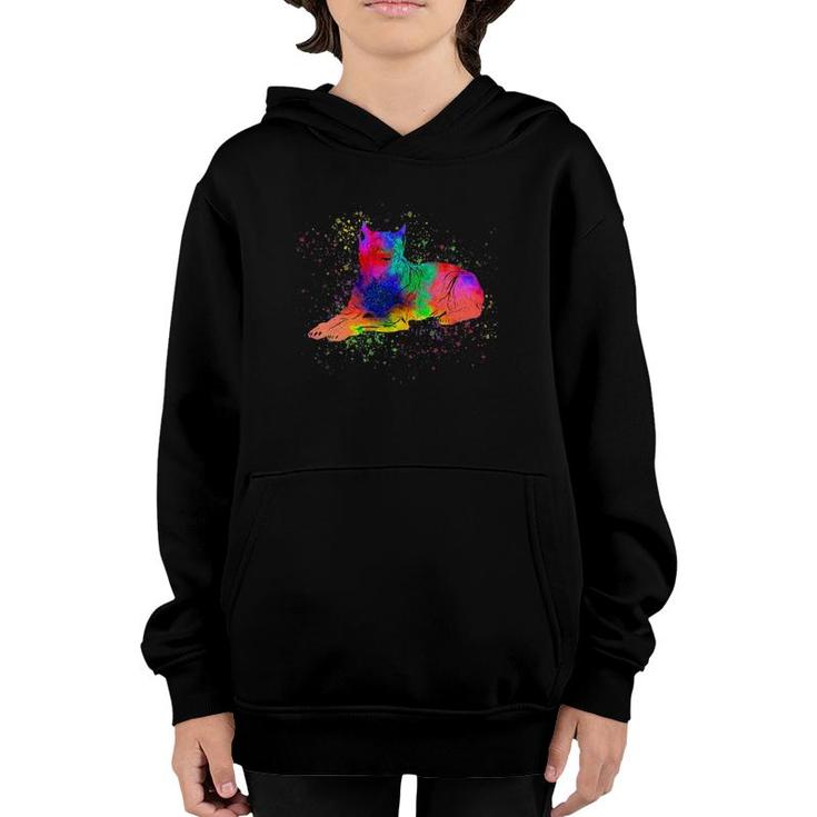 Womens This Girl Loves Her Cane Corso Dog Mom Watercolor V-Neck Youth Hoodie