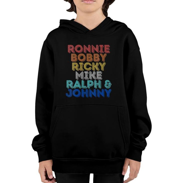 Womens Vintage Retro Ronnie Bobby Ricky Mike Ralph And Johnny V-Neck Youth Hoodie