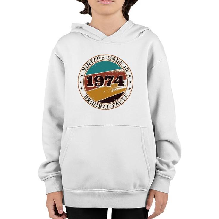 47Th Birthday Retro Vintage 47 Years Old Made In 1974 Gift Youth Hoodie