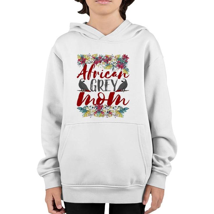 African Grey Mom - Floral - African Grey Parrot Youth Hoodie