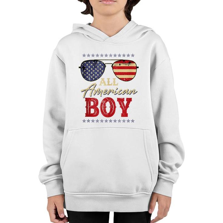 All American Boy 4Th Of July Us Flag Boys Kids Sunglasses  Youth Hoodie