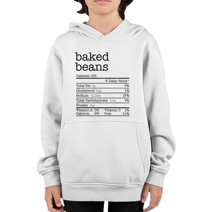 Baked Beans Nutrition Facts Funny Thanksgiving Christmas Youth Hoodie