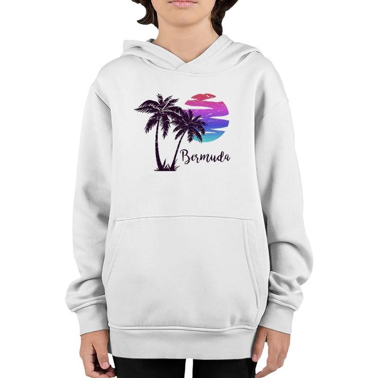 Bermuda Beach Lover Gift Palm Tree Paradise Vacation Vintage Youth Hoodie