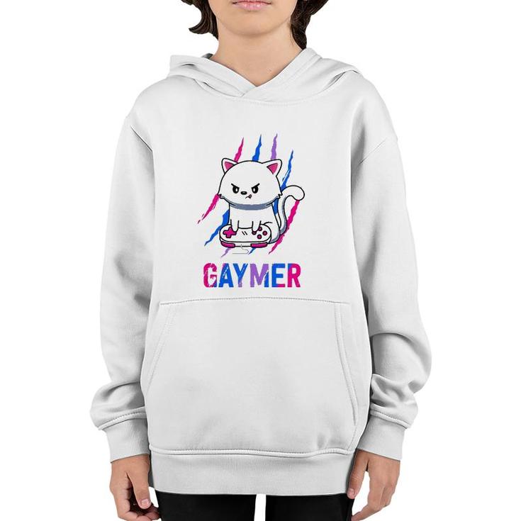Bisexual Gaymer Geek Pride Lgbt Video Game Lovers Gift Cat  Youth Hoodie