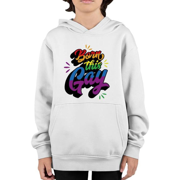 Born This Gay Funny Trendy Lgbtq Pride Cute Queer Aesthetic Youth Hoodie