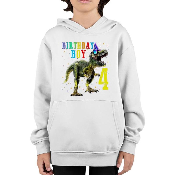 Boys Rawr Im 4 4Th Birthday Dinosaur   Youth Hoodie