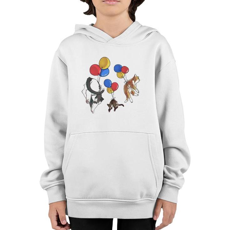 Cats Balloons Art By Tangie Marie Youth Hoodie