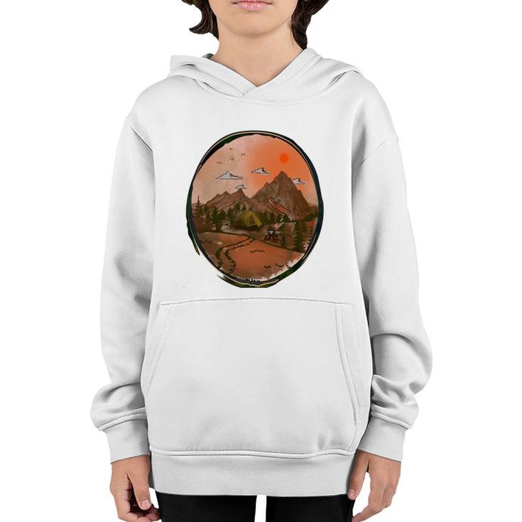 Colorful Mountains Camp Life Design For Mothers Day Youth Hoodie