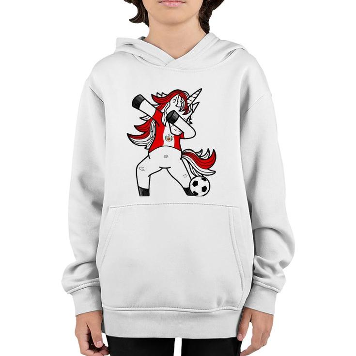 Dabbing Soccer Unicorn Peru Peruvians Football Youth Hoodie