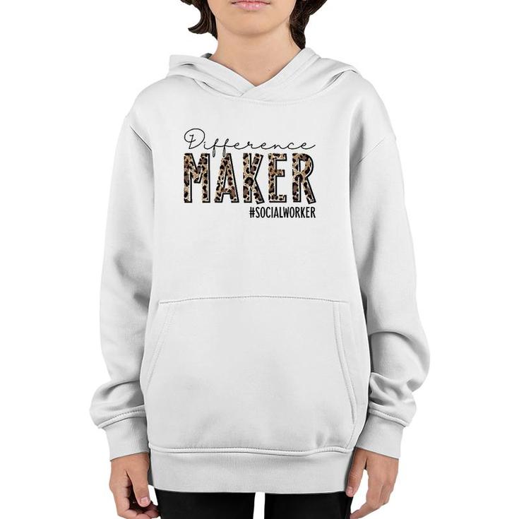 Difference Maker Social Worker Leopard Social Worker Funny  Youth Hoodie