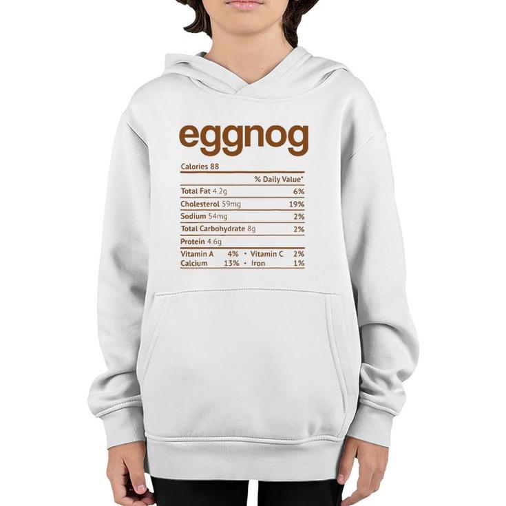 Eggnog Nutrition Facts Funny Thanksgiving Christmas Food Youth Hoodie