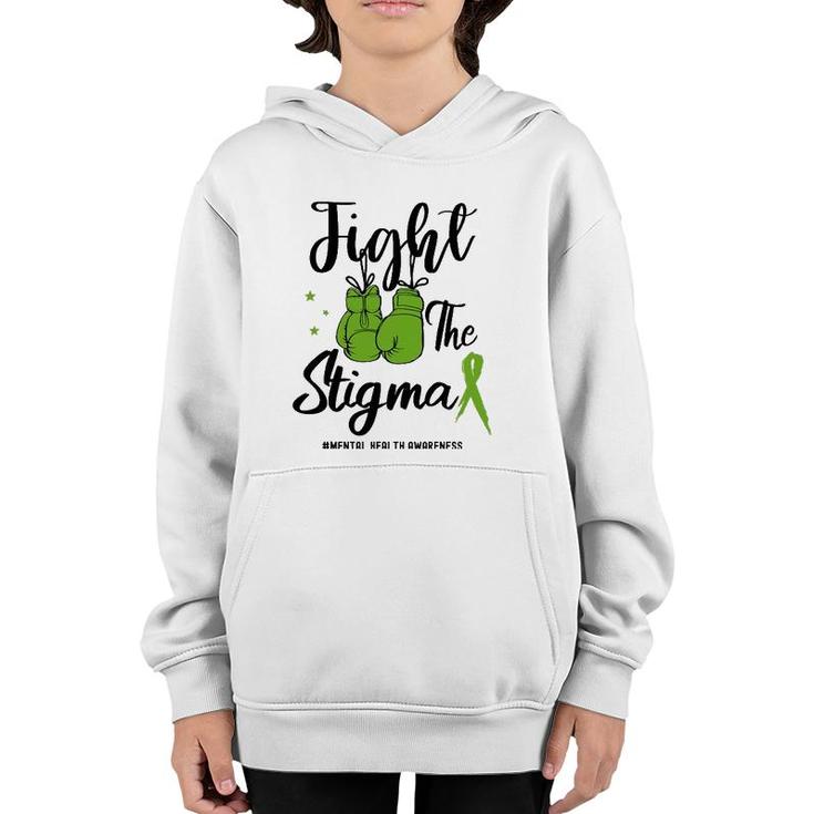 Fight The Stigma Mental Health Awareness May Green Ribbon Youth Hoodie