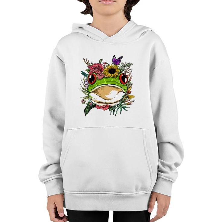 Floral Frog Spring Nature Frog Lovers For Women & Men Youth Hoodie