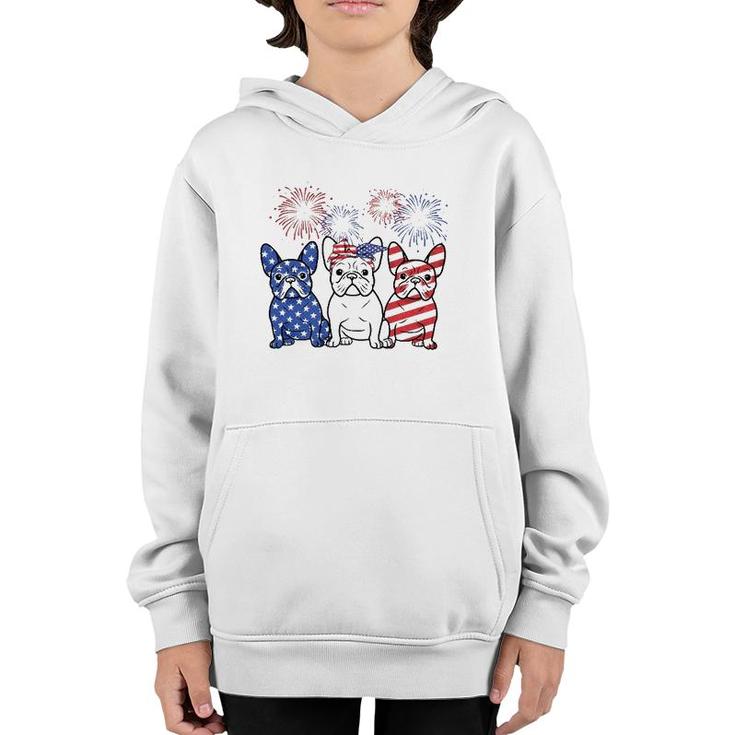French Bulldog American Flag 4Th Of July Independence Day Youth Hoodie