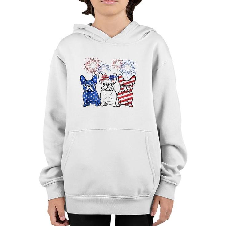 French Bulldog American Flag 4Th Of July Independence Days  Youth Hoodie