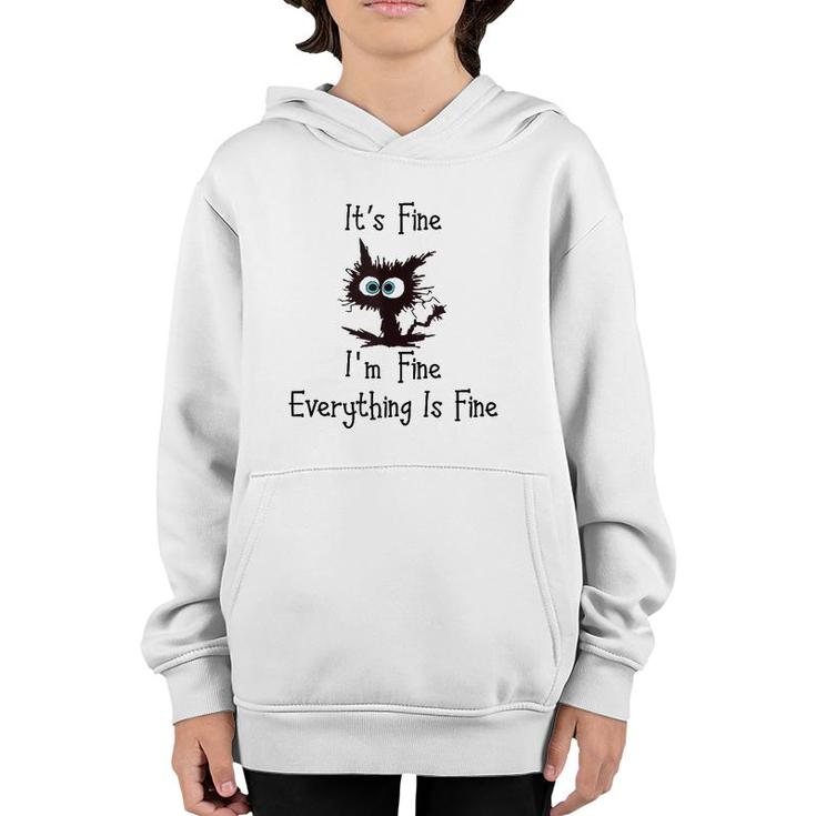 Funny Cat Its Fine Im Fine Everything Is Fine  Youth Hoodie