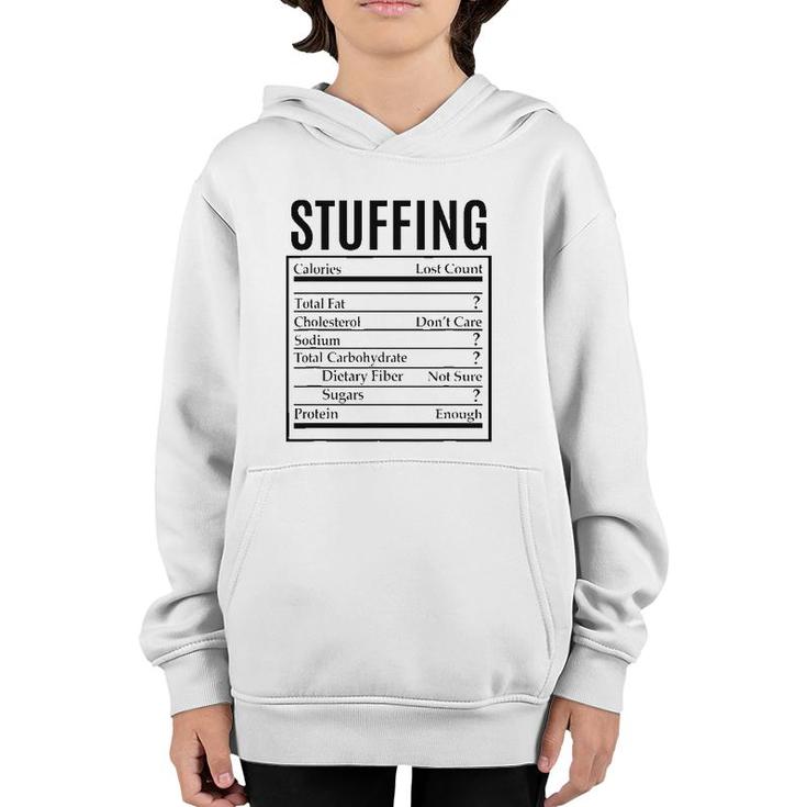Funny Stuffing Nutrition Facts Label Thanksgiving Christmas Youth Hoodie