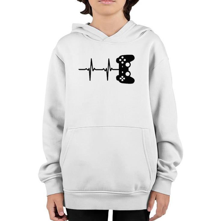 Gaminggamer Heartbeat Video Game Lover Youth Hoodie