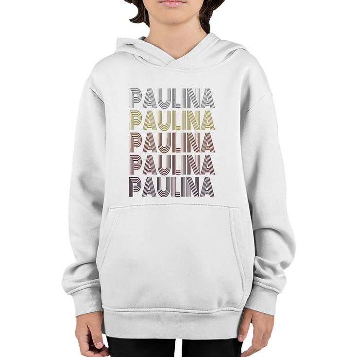Graphic Tee First Name Paulina Retro Pattern Vintage Style Youth Hoodie