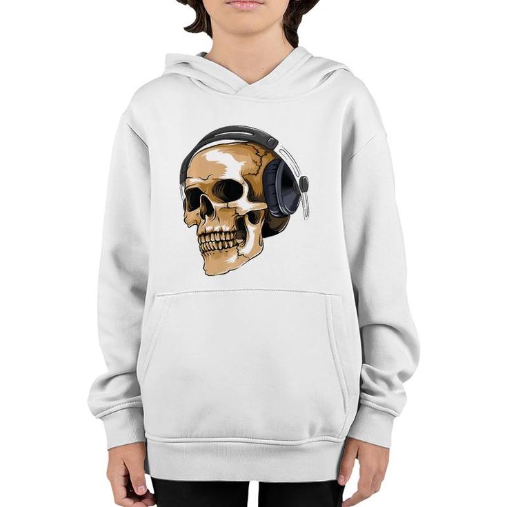 Headphone Skull  Electronic Hard Style Musician Gift Youth Hoodie