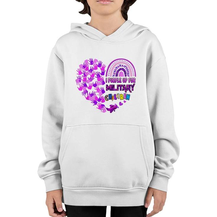 Heart Military Child Month - Purple Up For Military Kids  Youth Hoodie