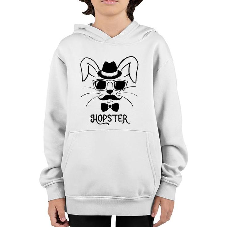 Hopster Funny Hipster Easter Bunny Youth Hoodie