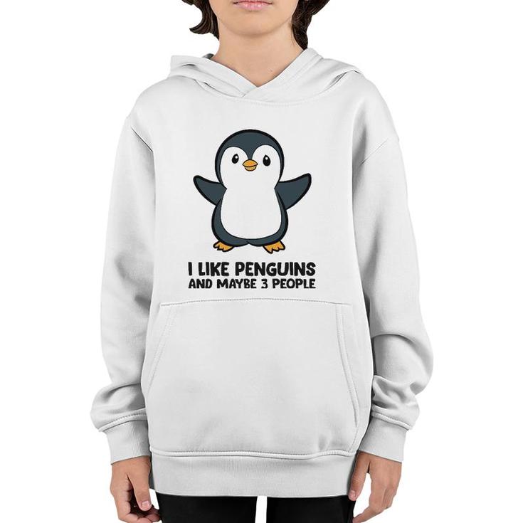 I Like Penguins And Maybe 3 People Funny Penguin Youth Hoodie